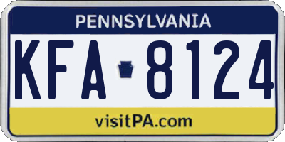 PA license plate KFA8124