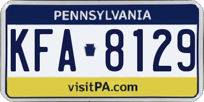 PA license plate KFA8129