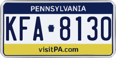 PA license plate KFA8130