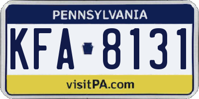PA license plate KFA8131