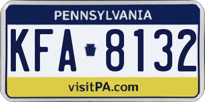 PA license plate KFA8132