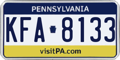 PA license plate KFA8133