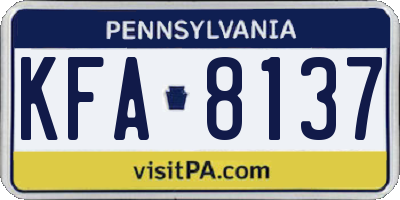PA license plate KFA8137
