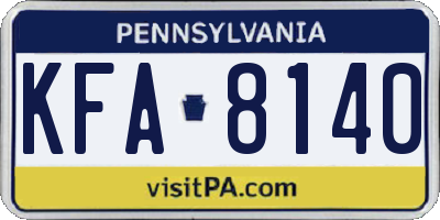 PA license plate KFA8140