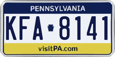 PA license plate KFA8141