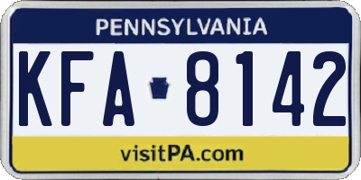 PA license plate KFA8142