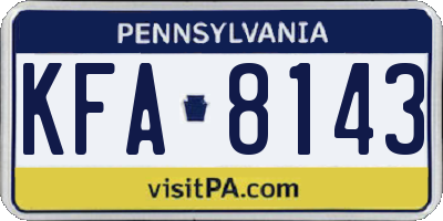 PA license plate KFA8143