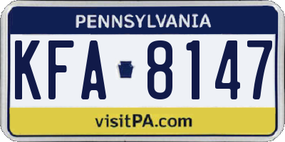 PA license plate KFA8147
