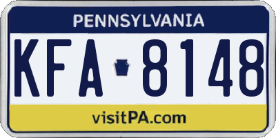 PA license plate KFA8148