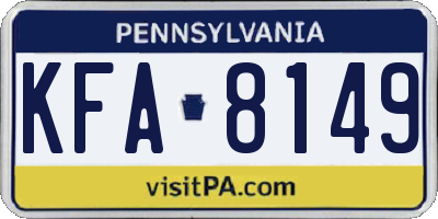 PA license plate KFA8149