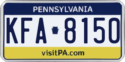 PA license plate KFA8150