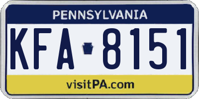 PA license plate KFA8151