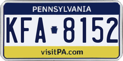 PA license plate KFA8152