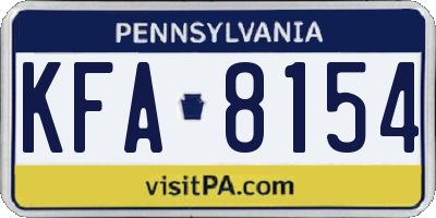 PA license plate KFA8154