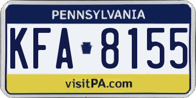 PA license plate KFA8155