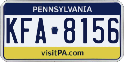 PA license plate KFA8156