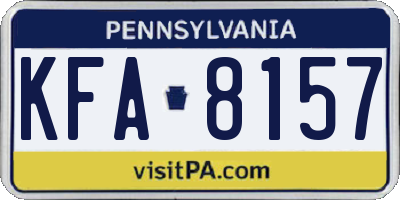 PA license plate KFA8157