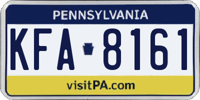 PA license plate KFA8161