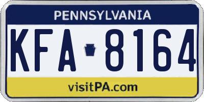 PA license plate KFA8164