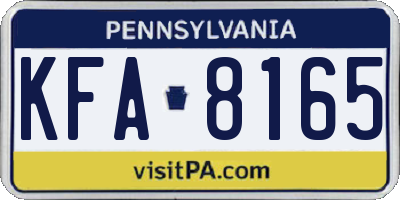 PA license plate KFA8165