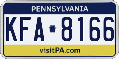 PA license plate KFA8166