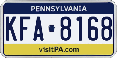 PA license plate KFA8168