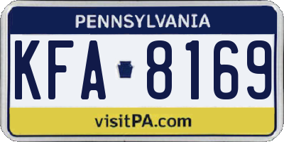 PA license plate KFA8169
