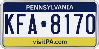 PA license plate KFA8170