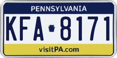 PA license plate KFA8171