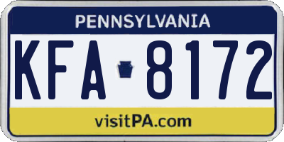 PA license plate KFA8172
