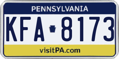 PA license plate KFA8173