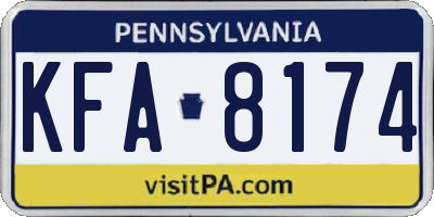 PA license plate KFA8174