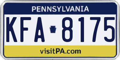 PA license plate KFA8175