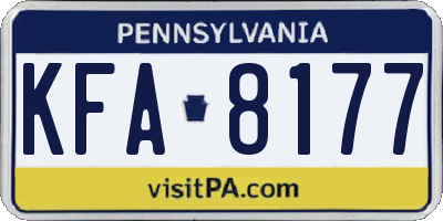 PA license plate KFA8177