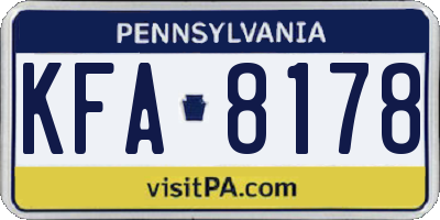 PA license plate KFA8178
