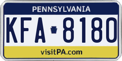 PA license plate KFA8180