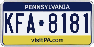 PA license plate KFA8181