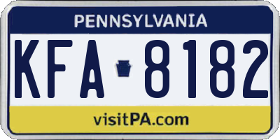 PA license plate KFA8182