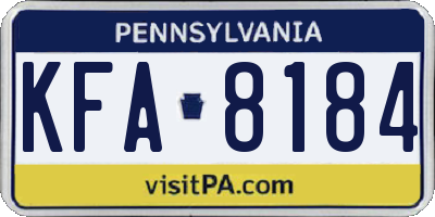 PA license plate KFA8184