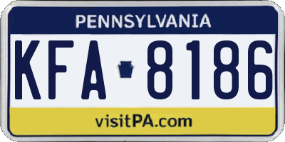 PA license plate KFA8186