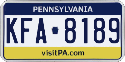 PA license plate KFA8189