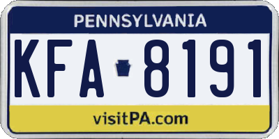 PA license plate KFA8191