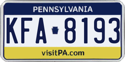 PA license plate KFA8193