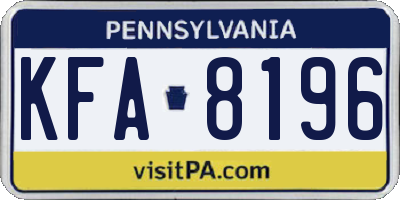 PA license plate KFA8196