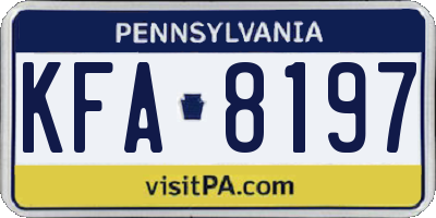 PA license plate KFA8197