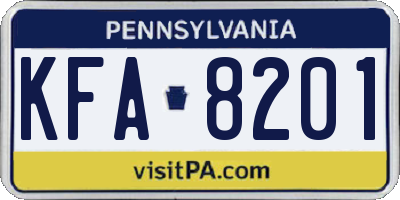 PA license plate KFA8201