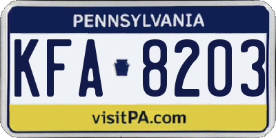 PA license plate KFA8203