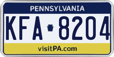 PA license plate KFA8204