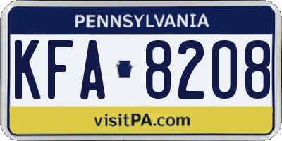 PA license plate KFA8208