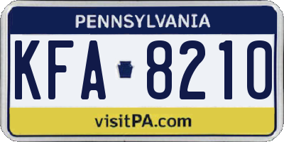 PA license plate KFA8210
